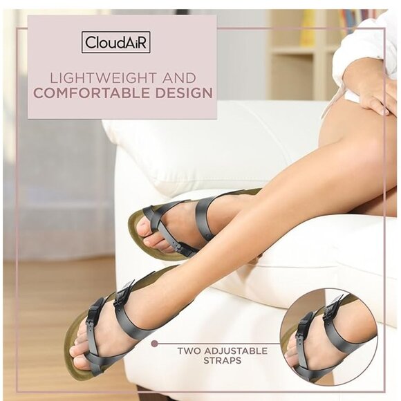 CloudAir Primo Black Thong Cork Footbed Sandals Suede Leather Insoles NEW Sz 6.5 - Picture 3 of 9